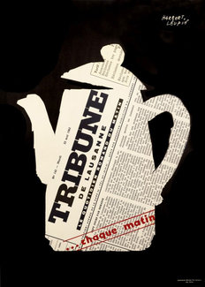 Herbert Leupin poster of a coffee pot and the Tribune