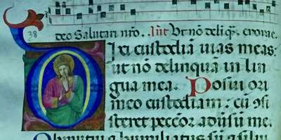 Illustrated manuscript with an elaborate initial letter