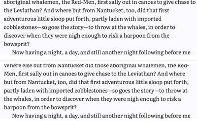 Comparison of typesetting that corrects for single words on the last line of a paragraph
