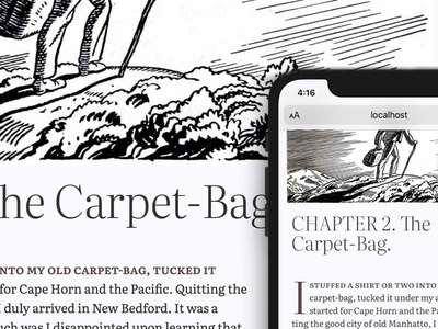 Closeup of responsive heading sizes on small and large screens