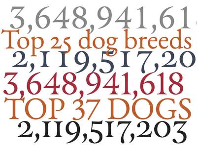 Examples of different number styles