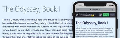 Example of dynamic typography that scales width and weight between screen sizes