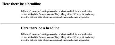 Examples of headings set with max-width in EM and REM units and how they differ