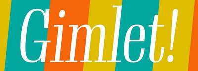 Example of Gimlet italic over blocks of color