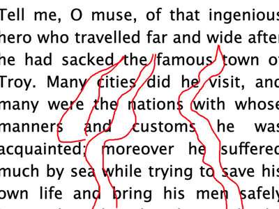 A paragraph of text with rivers of space running through it