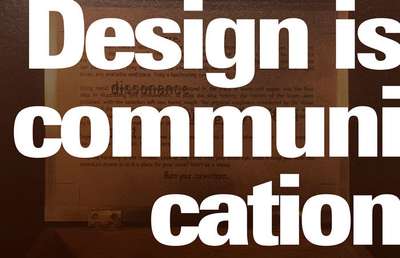 Example of big bold title type layered over an image