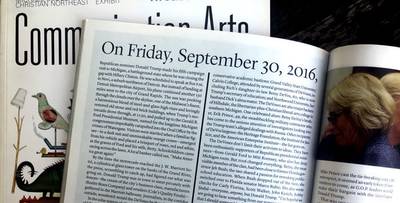 CommArts with a two-column layout split by a heavy vertical rule