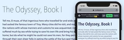 Example of dynamic typography that scales width and weight between screen sizes