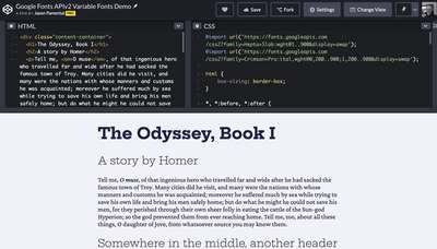 A sample page in CodePen