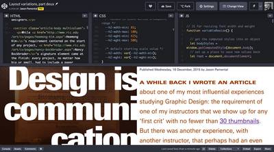 The new layout shown in the CodePen interface