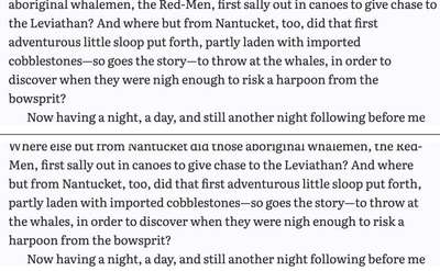 Comparison of typesetting that corrects for single words on the last line of a paragraph