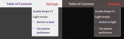 Interface for switching light mode