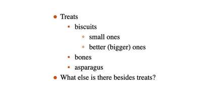 An unordered list with contrasting color for the bullets