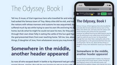 Example of typography on large and small screens, varying size, width, and weight for each