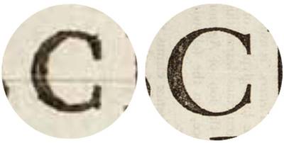 Comparison of optical sizes of Caslon from 300 years ago