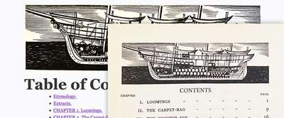 Web and print versions of the table of contents