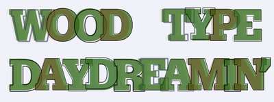 Headline with overlapping letters and some additional overprinted characters and outlines