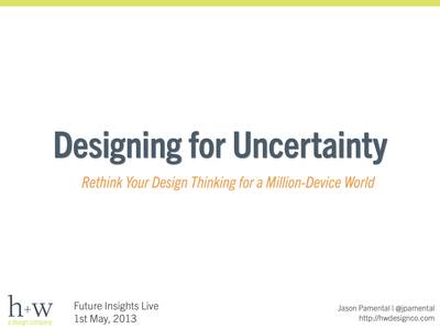 Slide deck cover for Designing for Uncertainty