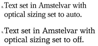 Examples of optical sizing on and off