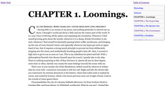 Chapter one of Moby Dick, lightly typeset on the web