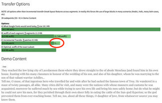 Showing incremental transfer of additional font data 