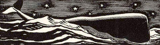 Rockwell Kent illustration of a whale breaking the surface of the waves