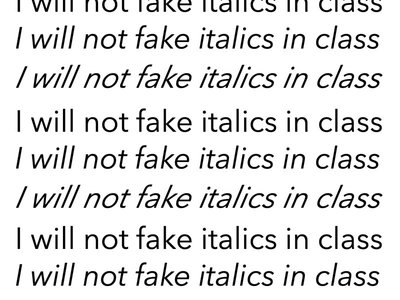Italics set 3 ways, 2 of them displaying incorrectly